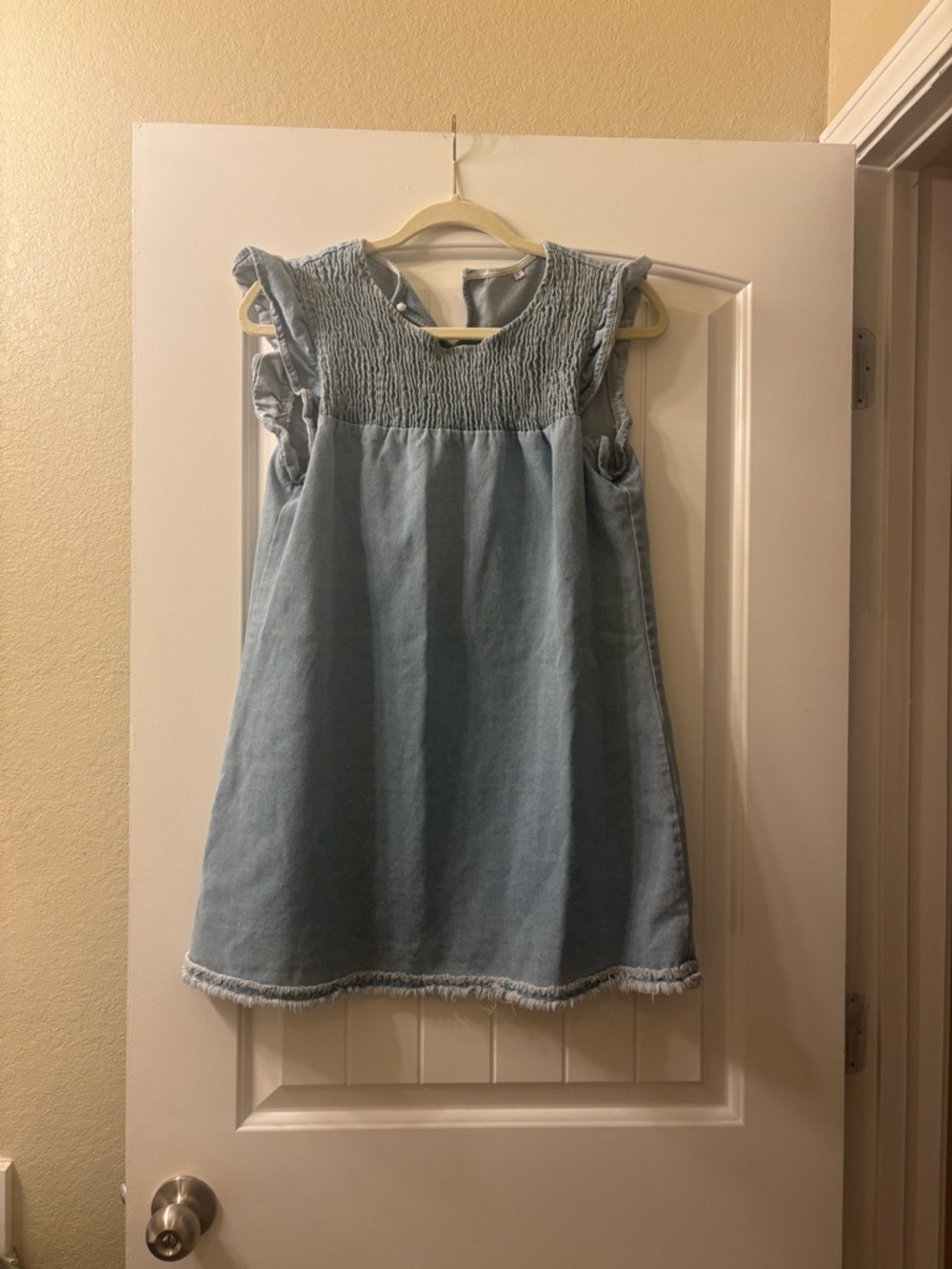 Light Blue Smocked Denim Dress